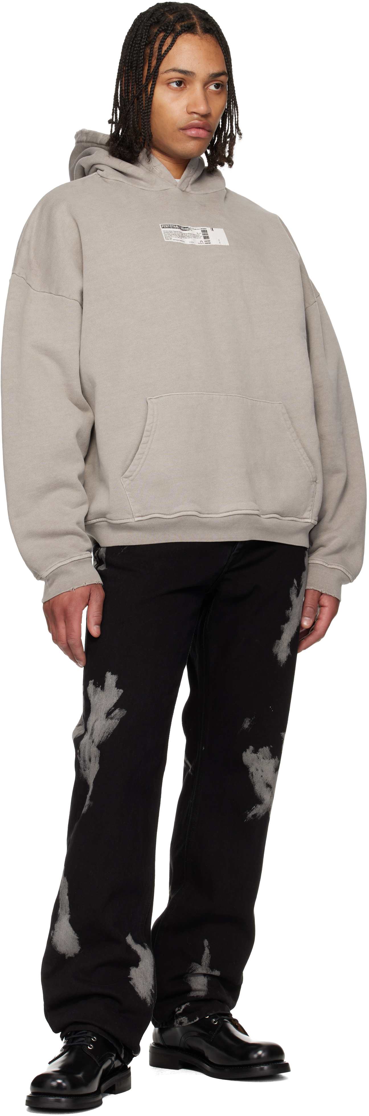 Gray 'Truth Serum' Shrunken Hoodie
