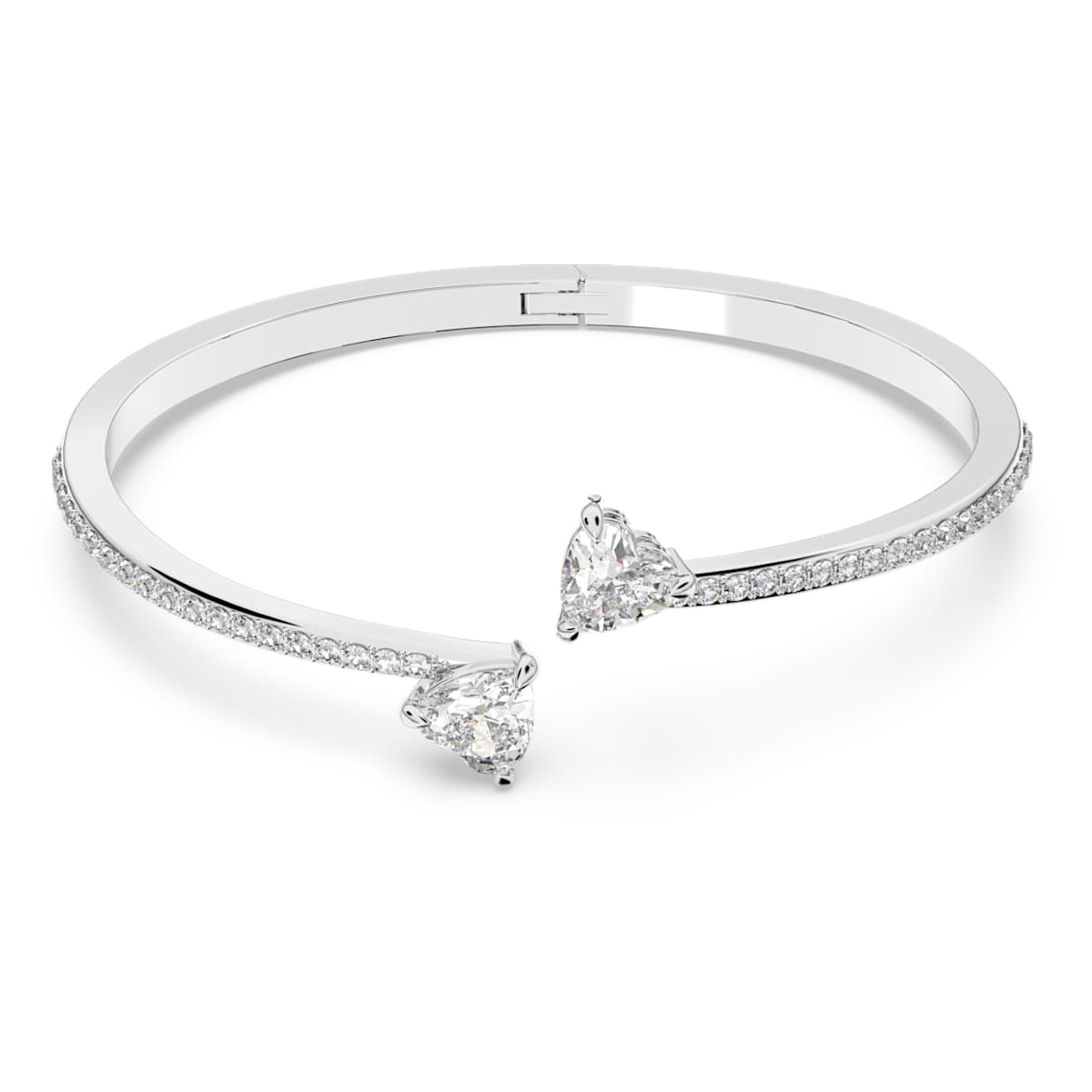 Mesmera Attract bangle, Heart, White, Rhodium plated