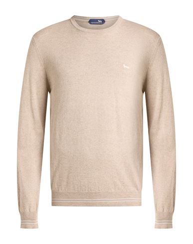 Man Sweater Beige Size 3XL Cotton, Linen
