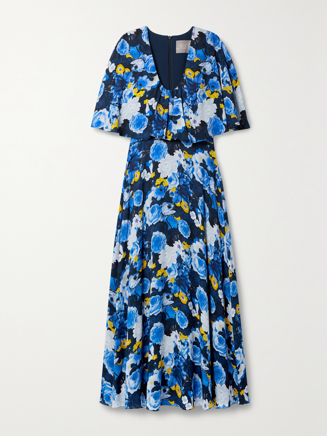 Floral-print Georgette Midi Dress - Blue