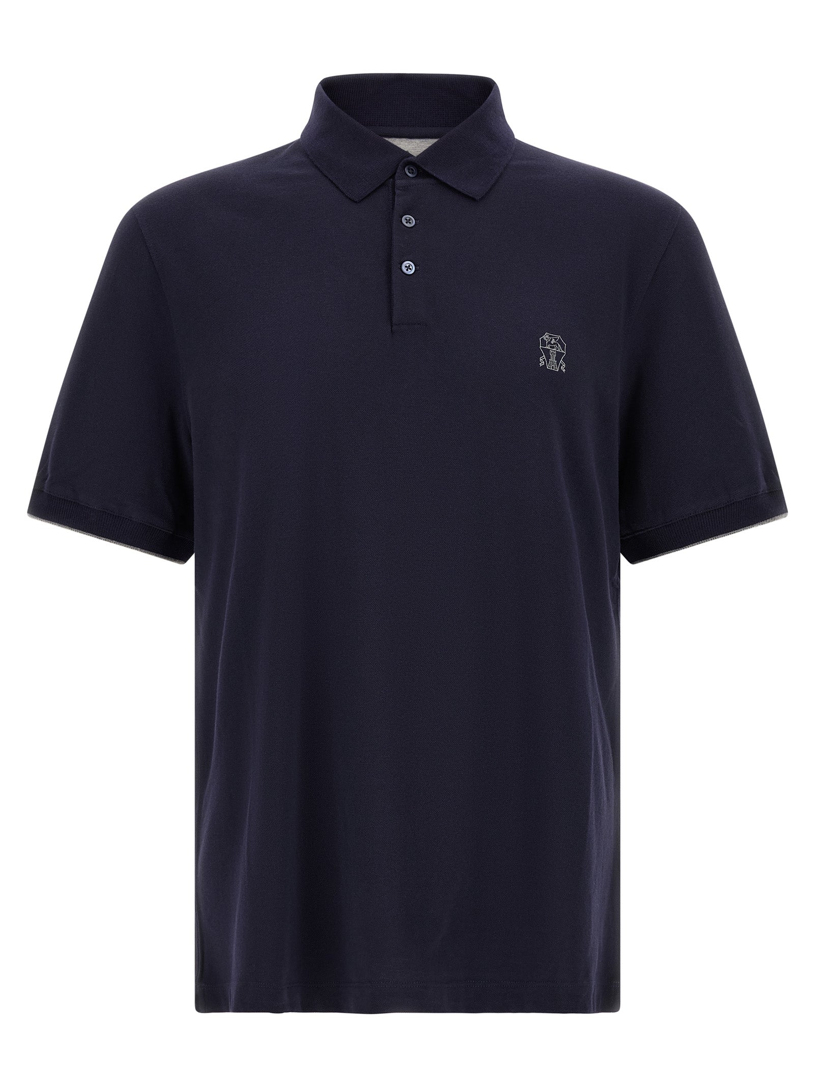 Cotton Piquet Polo Shirt — Navy