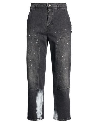 Man Jeans Black Size 36 Cotton, Elastane