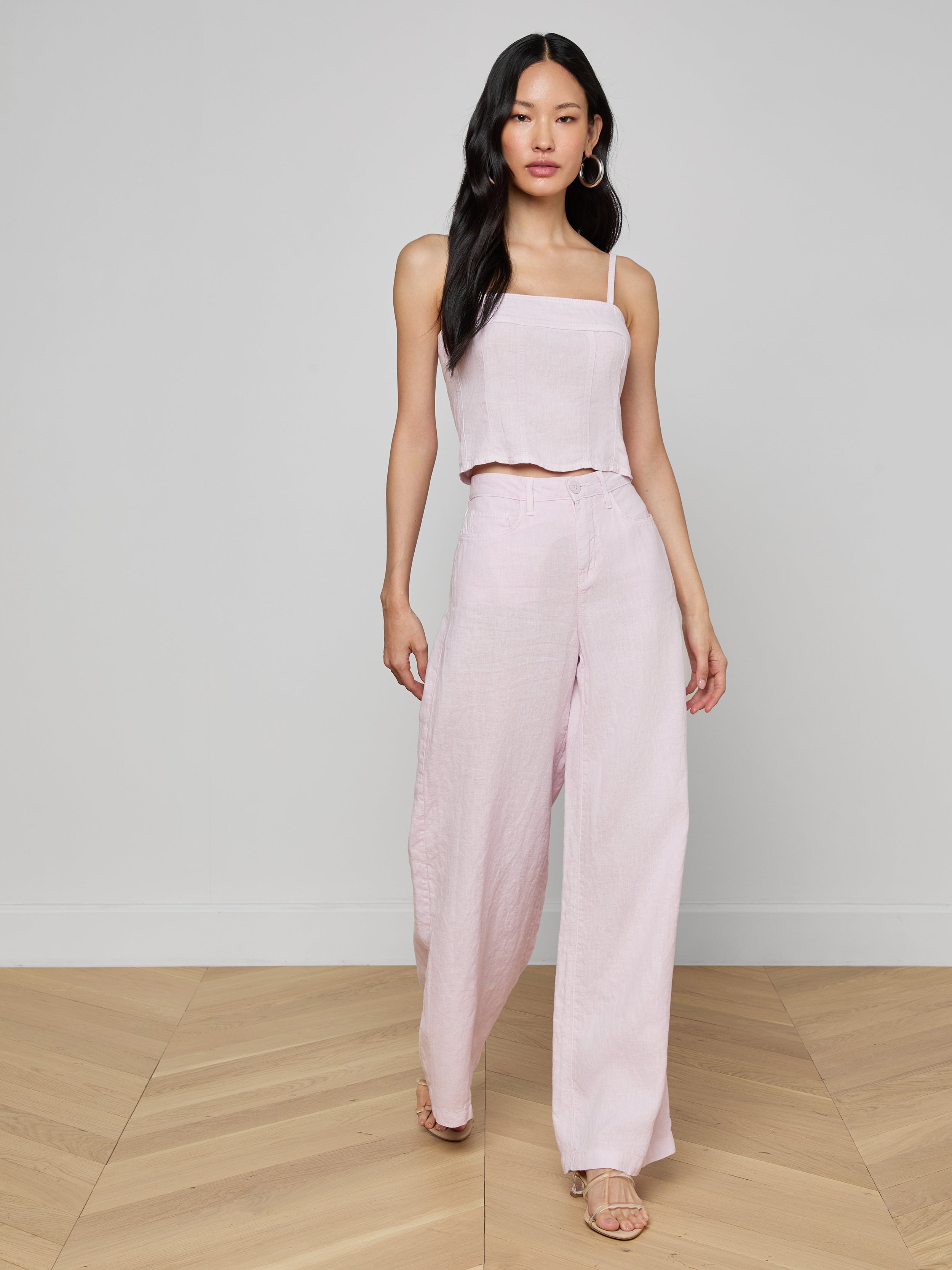 Arlin Linen Tank Top In Icy Lilac