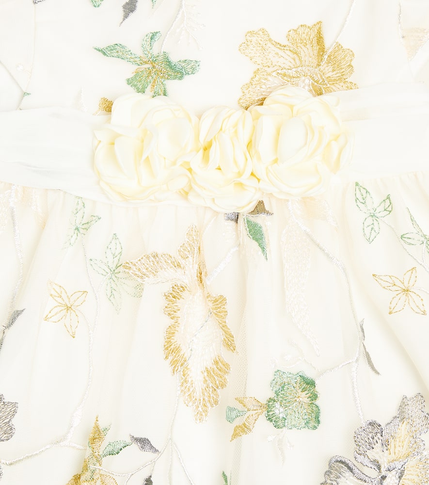 Patachou Floral-appliqué embroidered tulle dress
