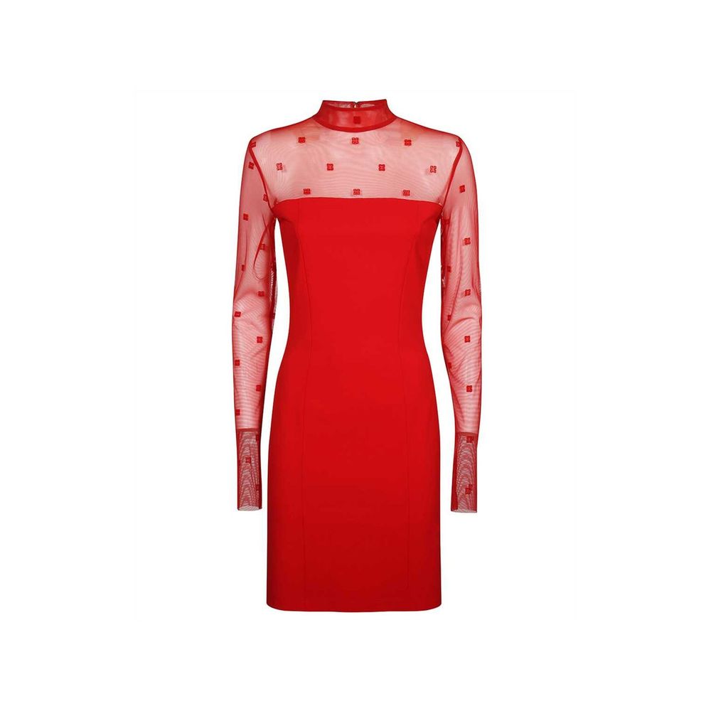 Semi-Transparent Mesh Dress — Red