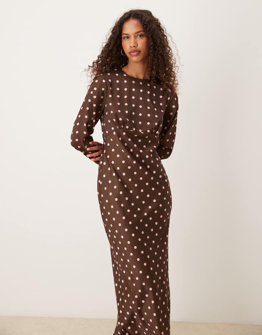 Bias bust detail maxi dress in spot print-Multi
