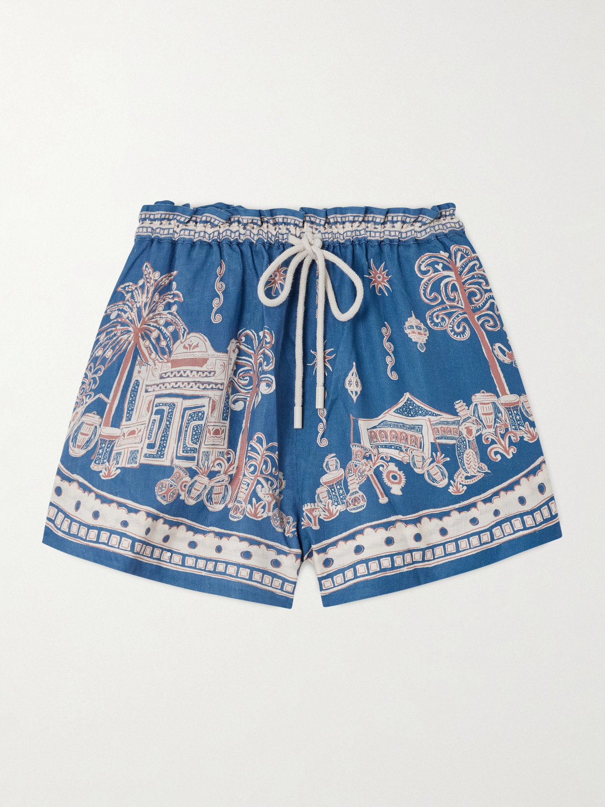 Acacia Printed Linen Shorts - Blue