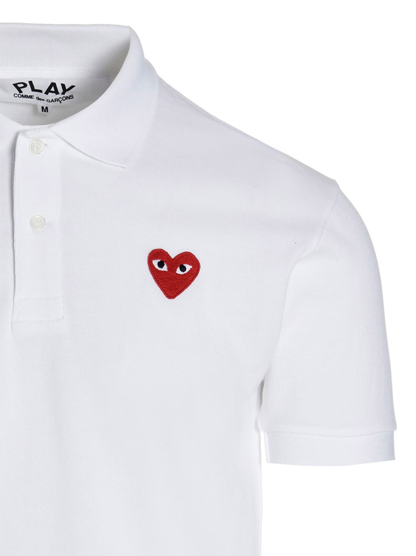 White Embroidered Logo Polo