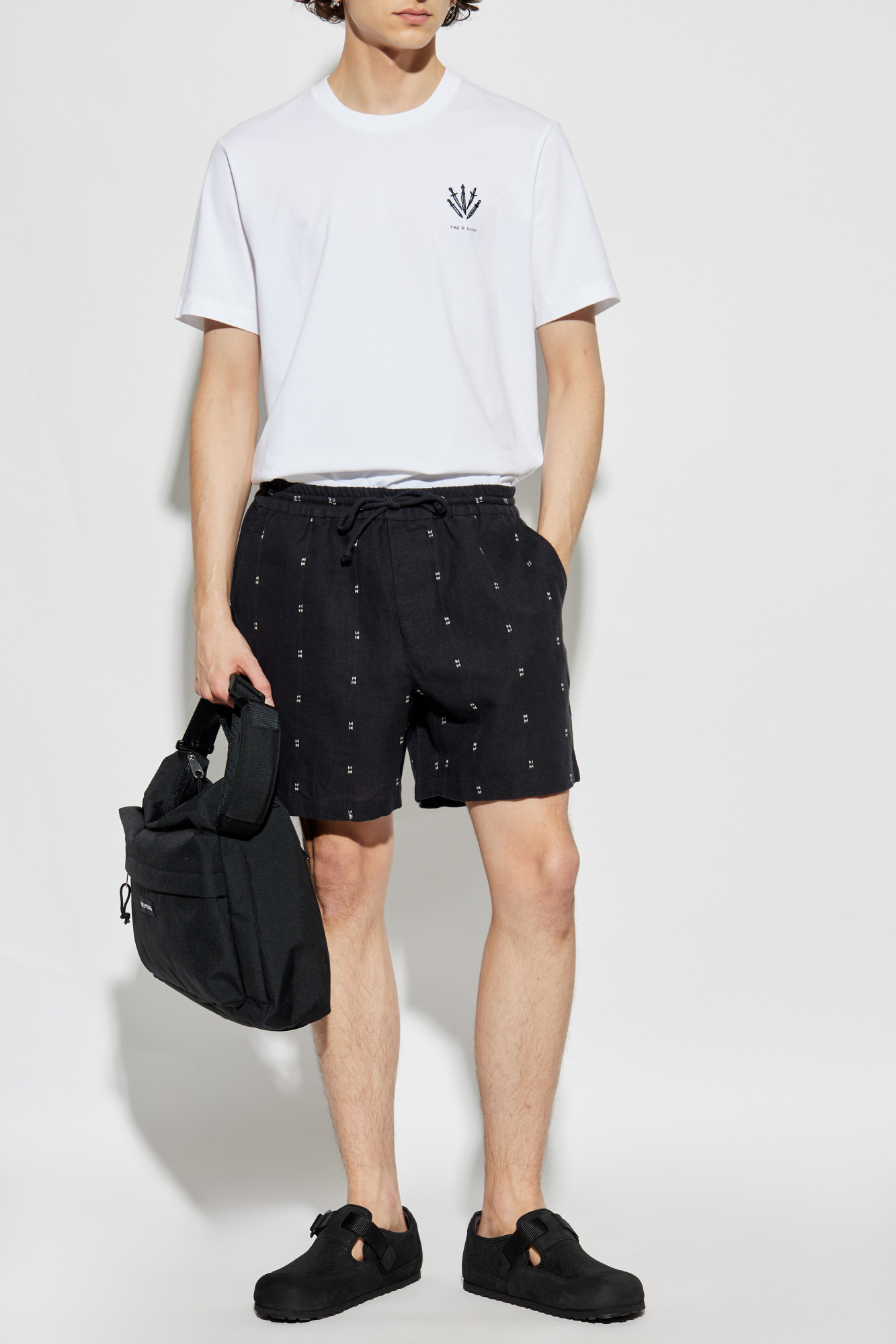 Rag & Bone  Cotton T-shirt With Logo, Men's, White