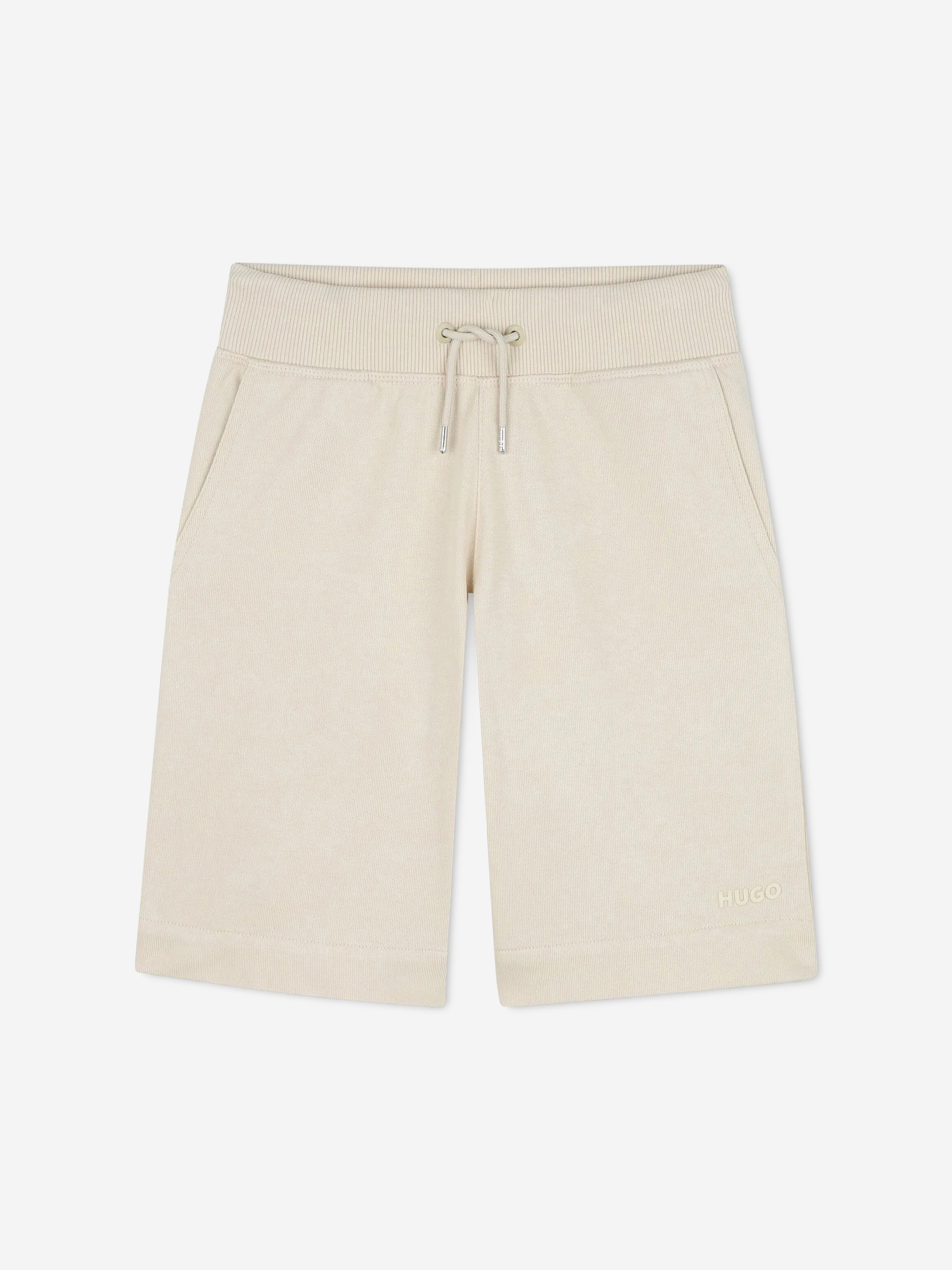 Boys Logo Print Bermuda Shorts in Beige 5 Years By Childsplay Clothing