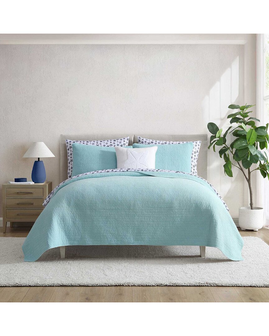 Seashore Stitch Solid Washed Cotton Quilt Set