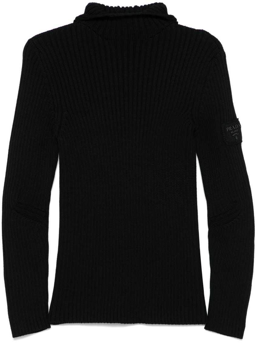 Black ribbed-knit Sweater