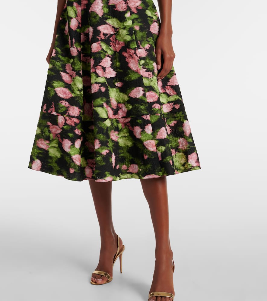 Floral matelassé midi dress