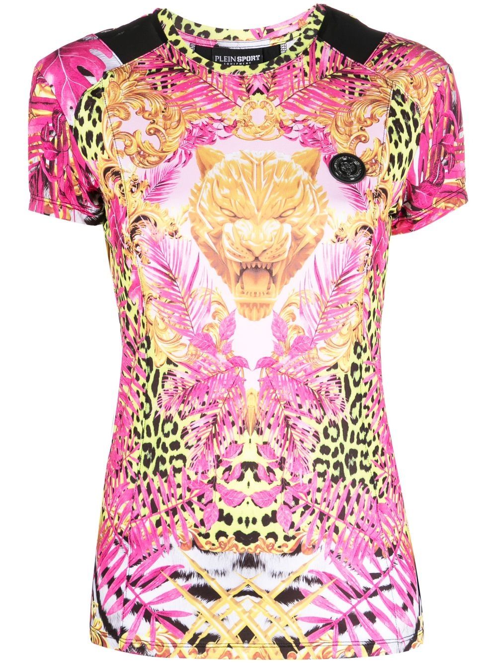 Tiger-print detail T-shirt - Pink