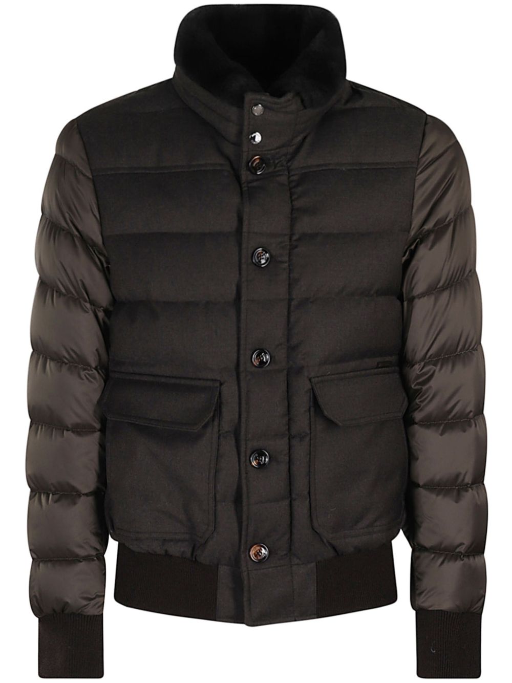 High-neck quilted down jacket - Blue
