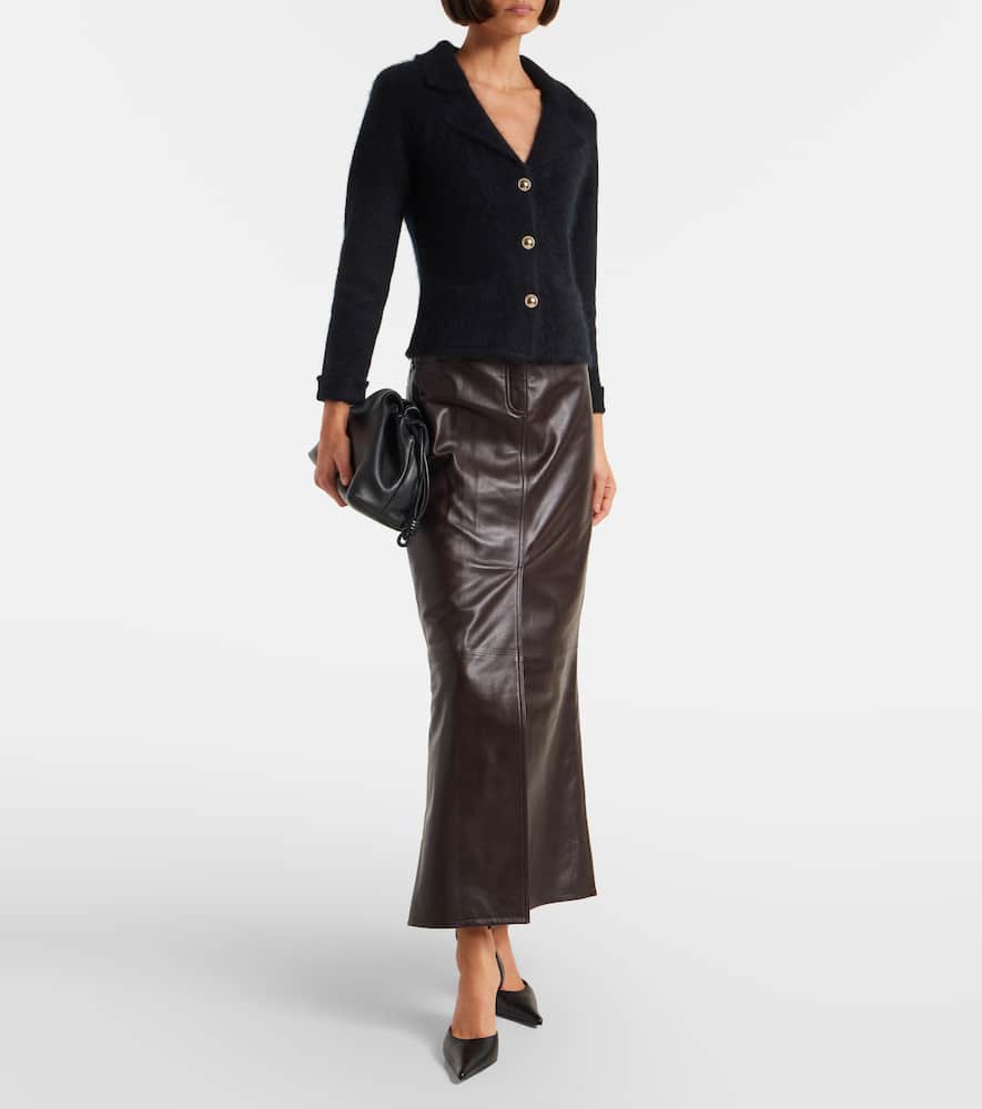 High-rise leather maxi skirt