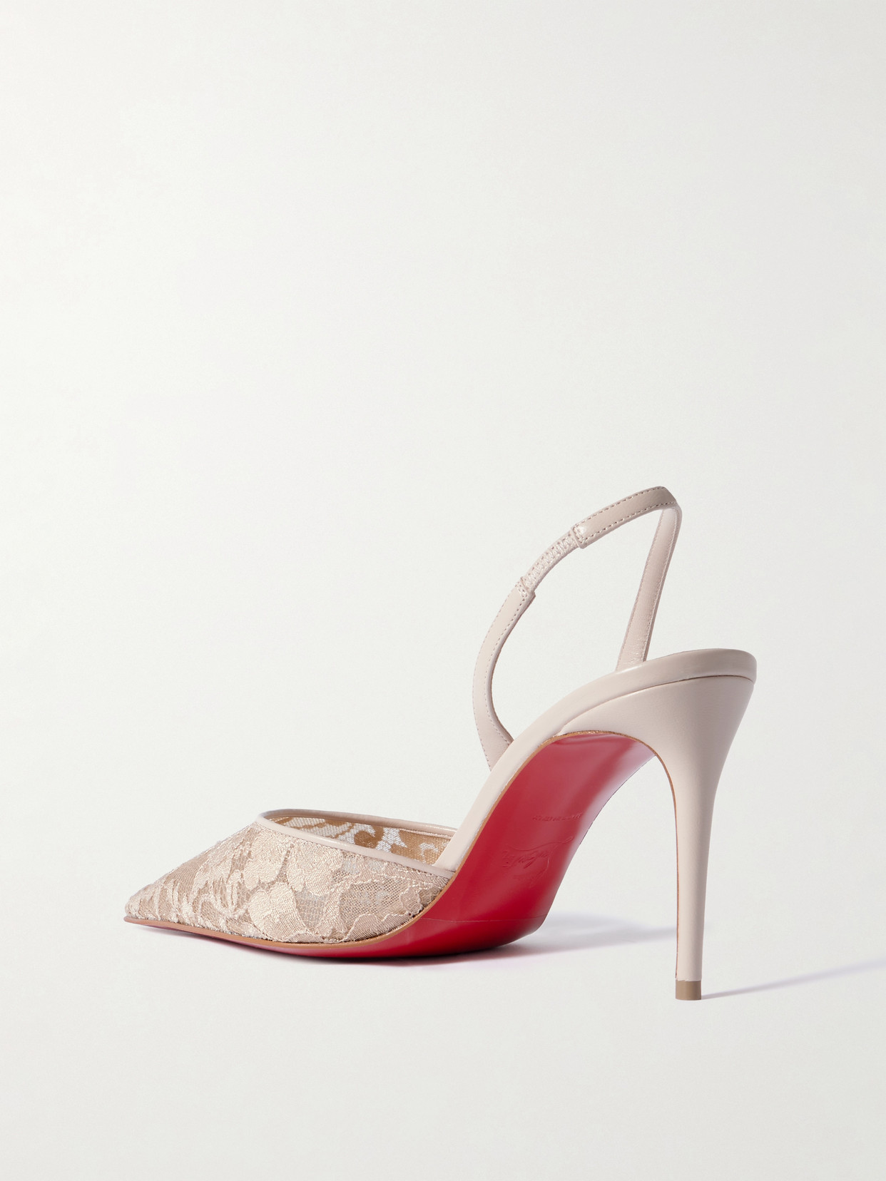Kate Max 85 Leather-trimmed Lace Slingback Pumps - Neutrals