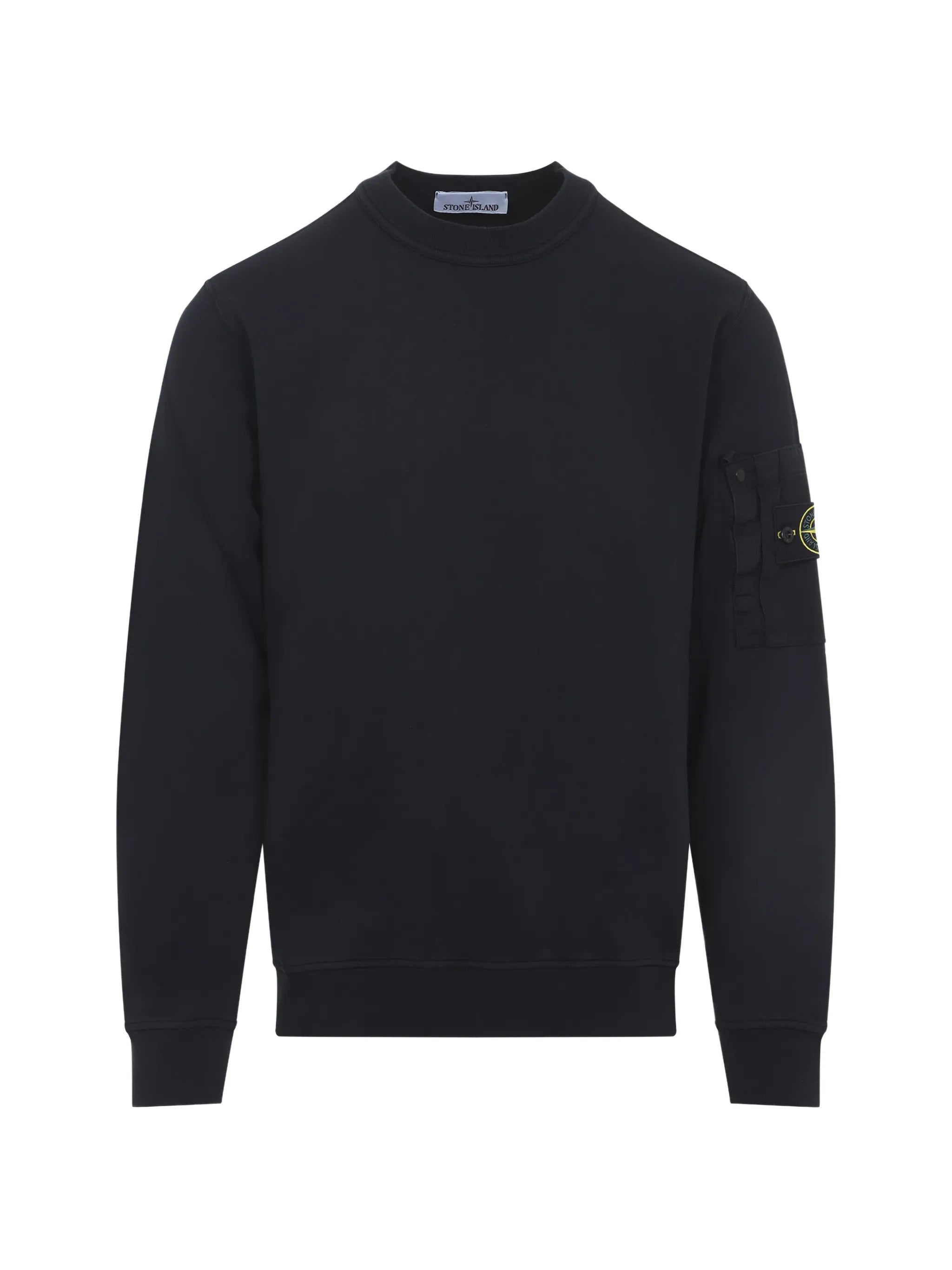 Elasticated Ribbed Crew Neck Sweatshirt with Left Sleeve Ripstop Pocket