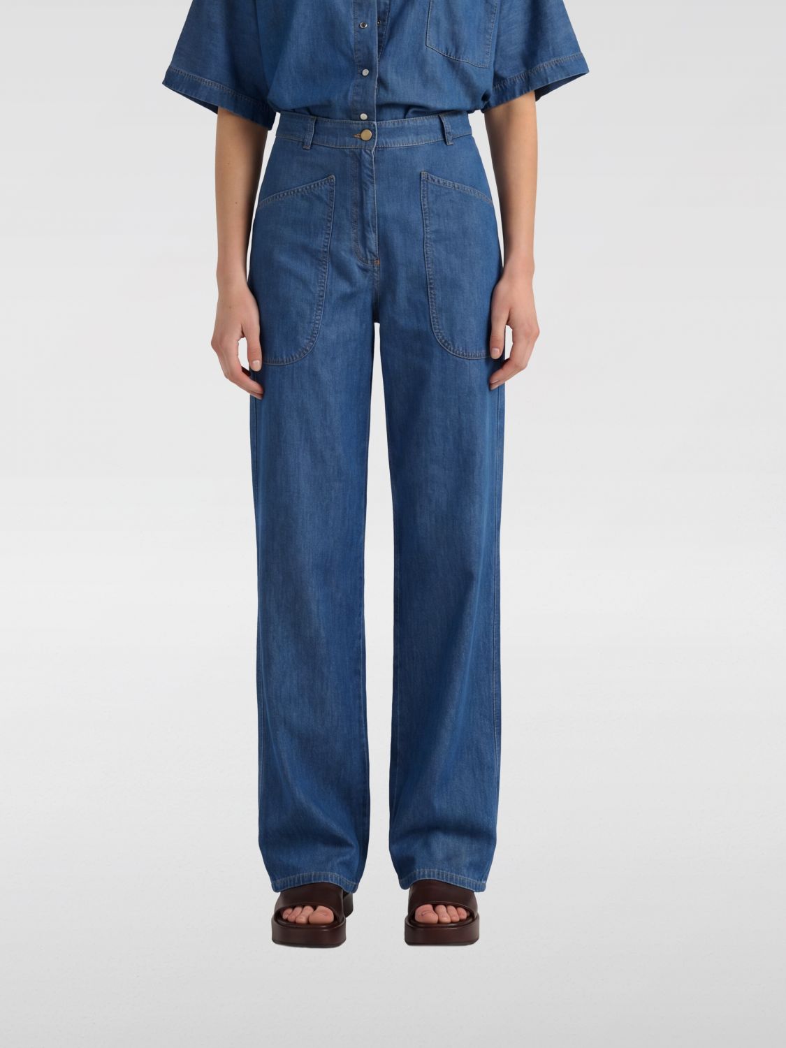 MOMONÌ Pants Woman color Blue