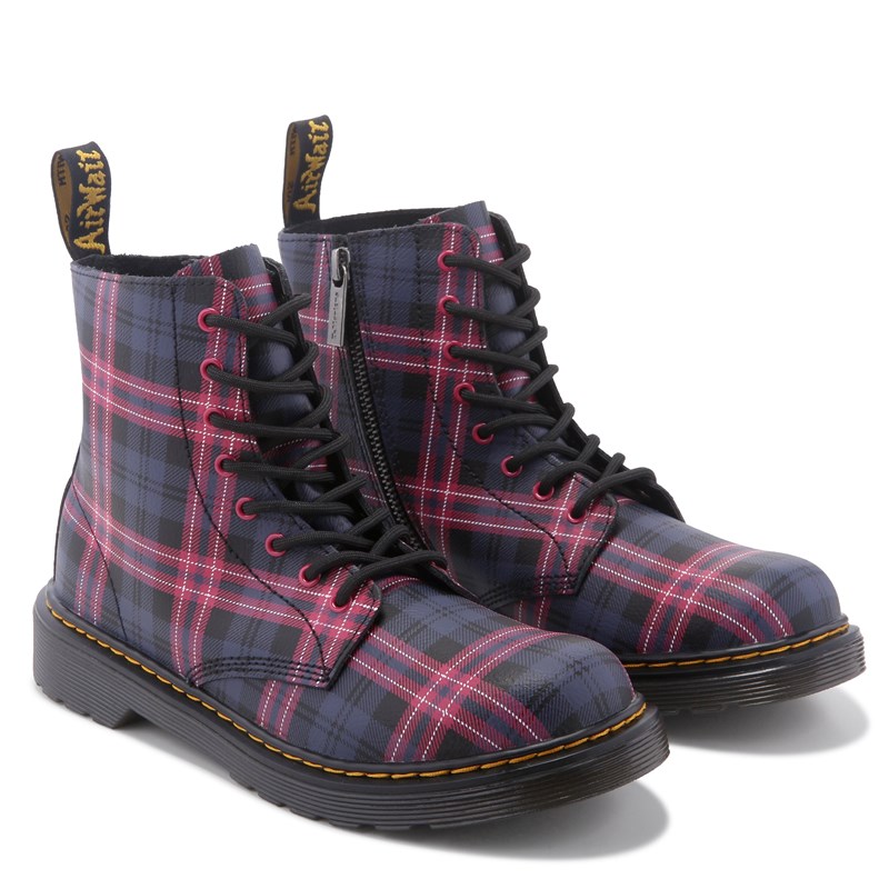 Kids' 1460 Combat Boot Little Kid Boots (Black/Pink Plaid)
