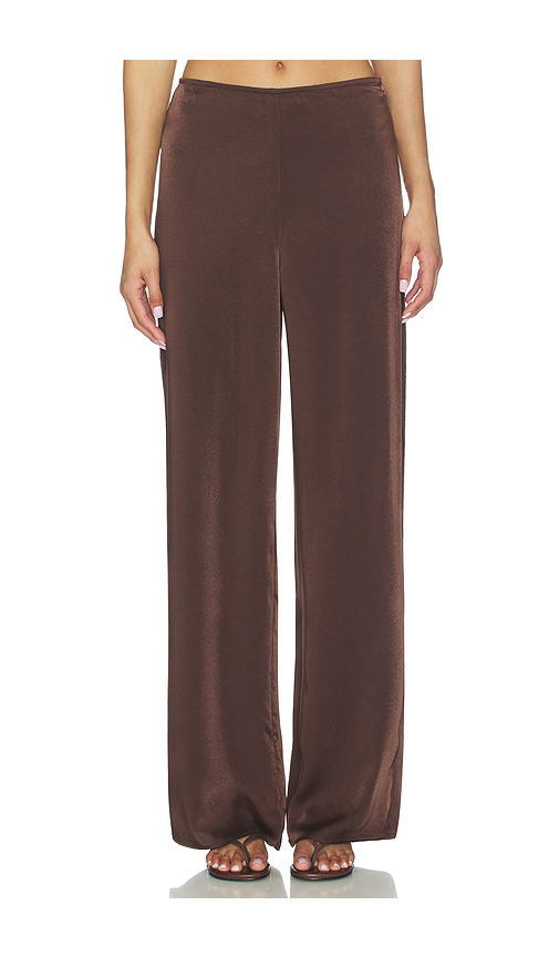 Bardot Devin Mid Rise Satin Pant in Chocolate. 2. Also , 6, 8