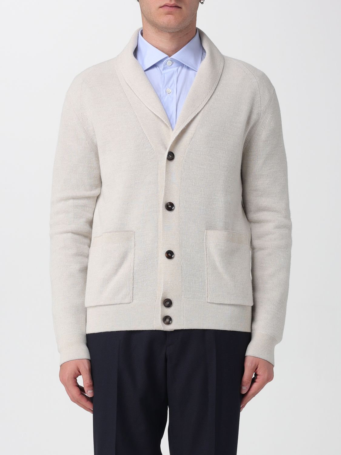 Cashmere-wool cardigan - Neutrals