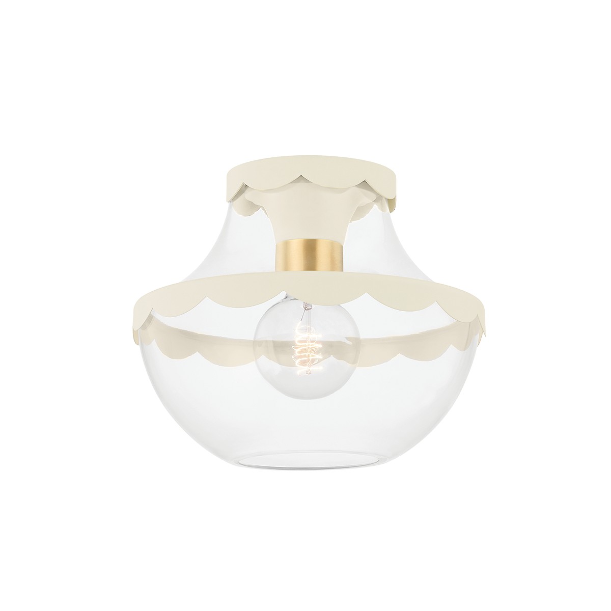 Aged Brass One Light Semi Flush Mount from the Alaina Collection