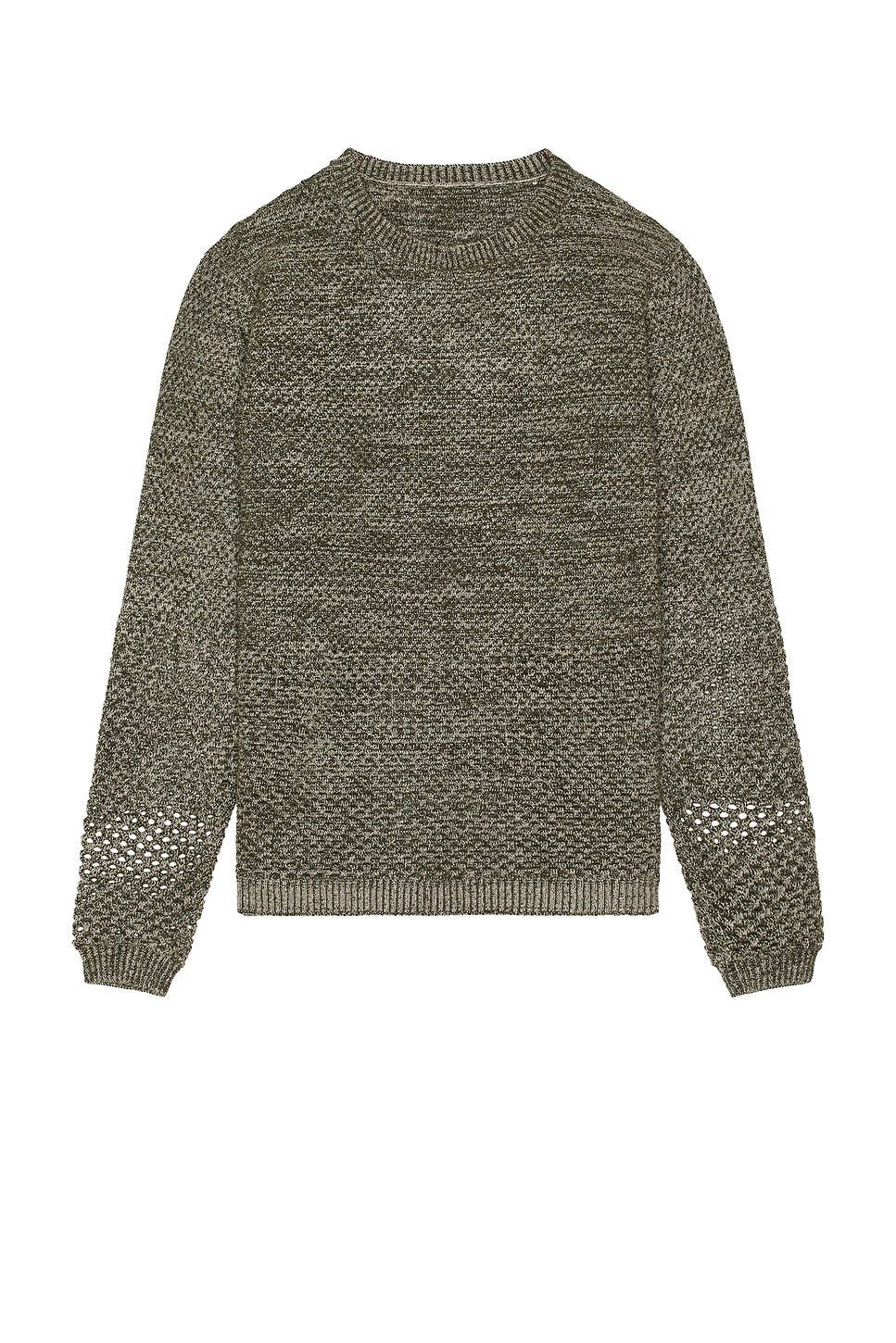 ISA BOULDER Solid Crochet Crewneck Sweater in Grey
