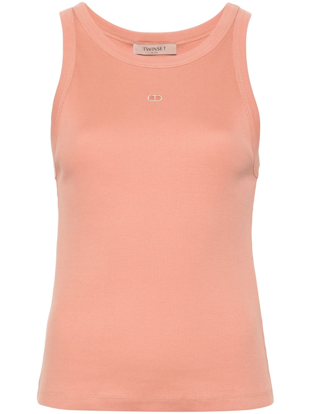 Cut out-detail ribbed top - White