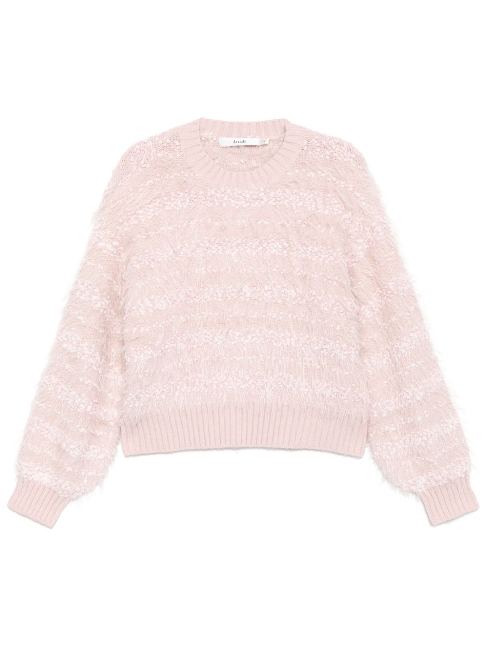 Textured crew neck knit sweatshirt - Pink