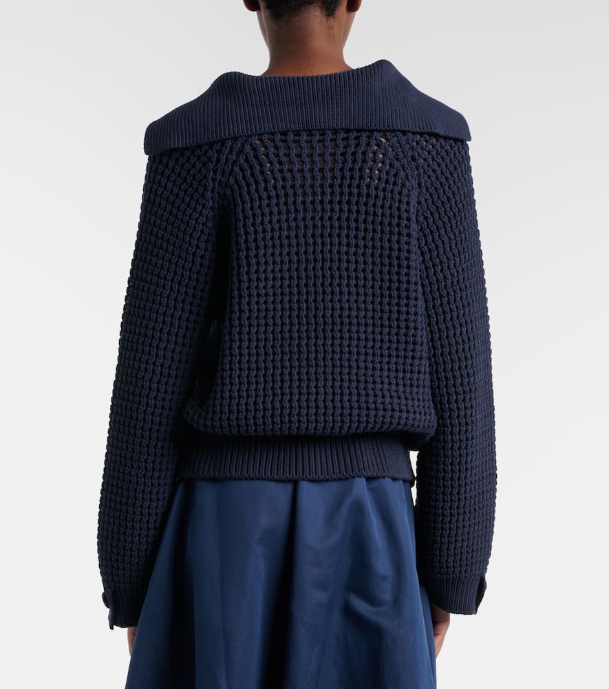 Cotton-blend polo sweater