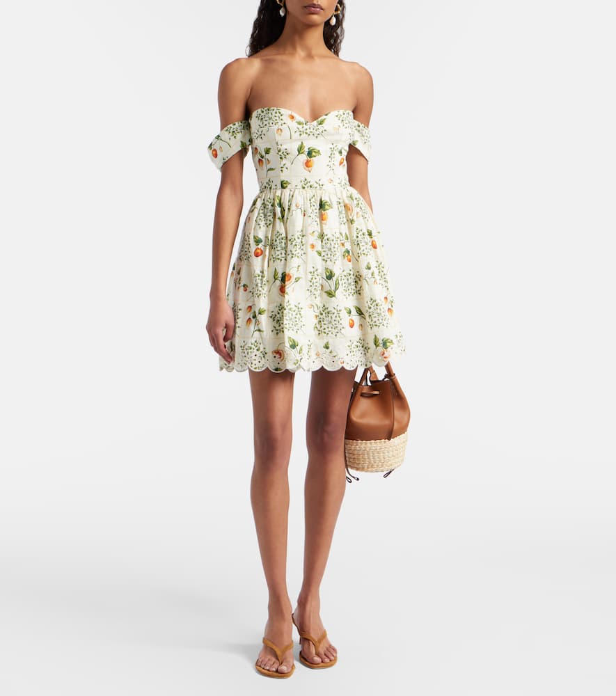 Poesia off-shoulder linen minidress