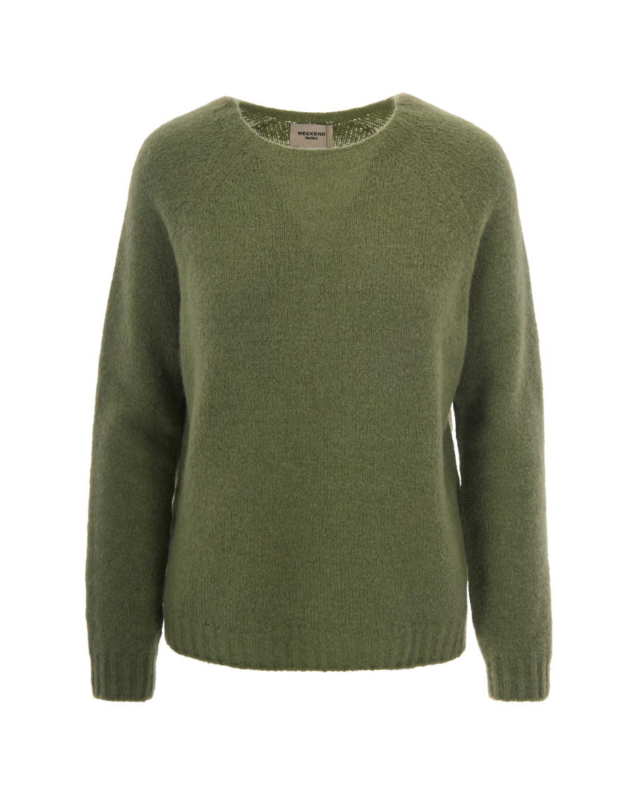 Green Knitted Crew Neck Sweater