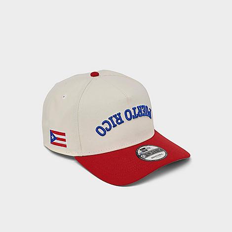 Puerto Rico Upside Down 9FORTY A-Frame Snapback Hat in Chrome/Red/Blue