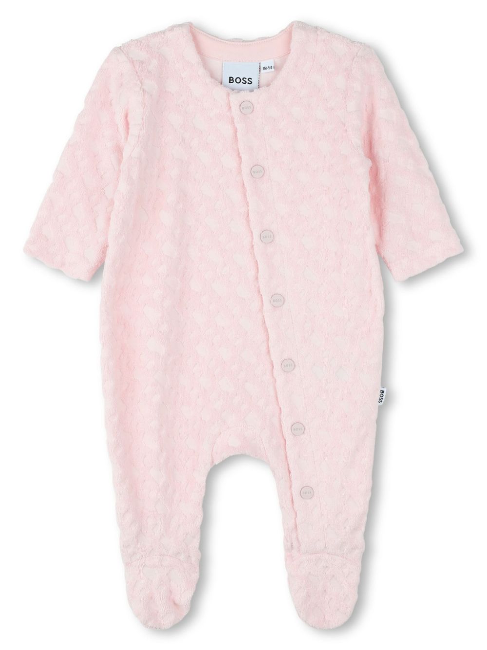Monogram-jacquard babygrow - Pink