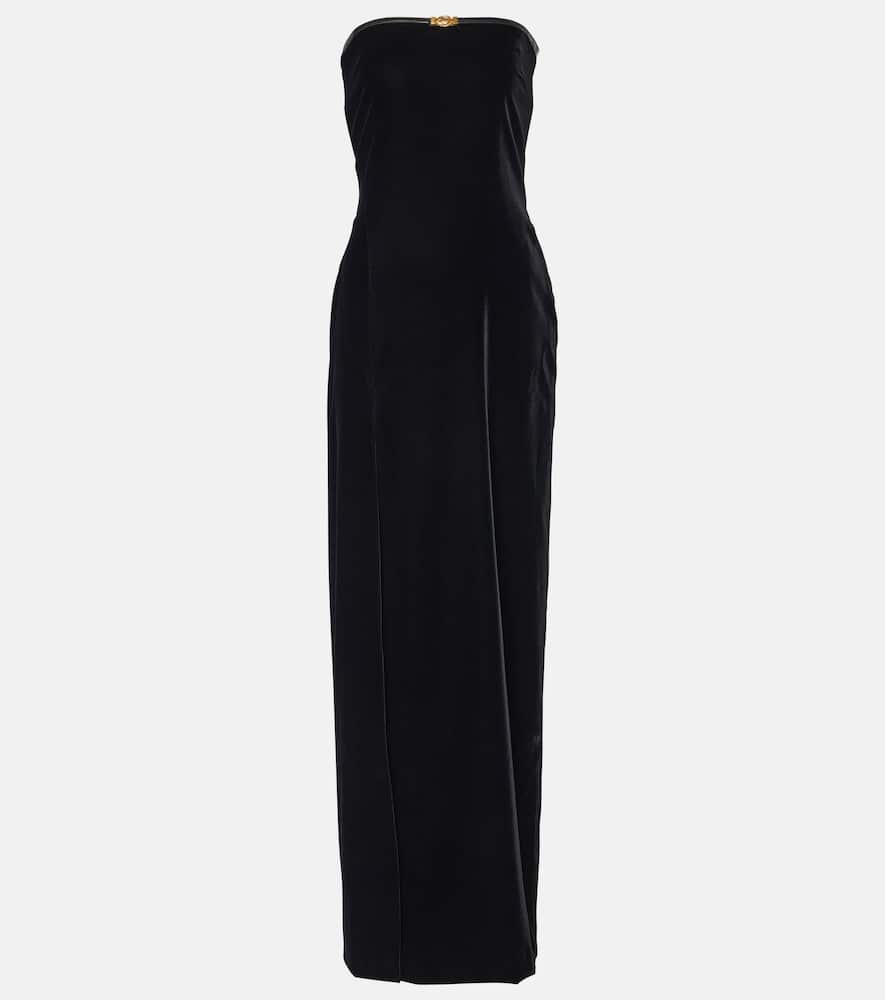 Strapless velvet gown