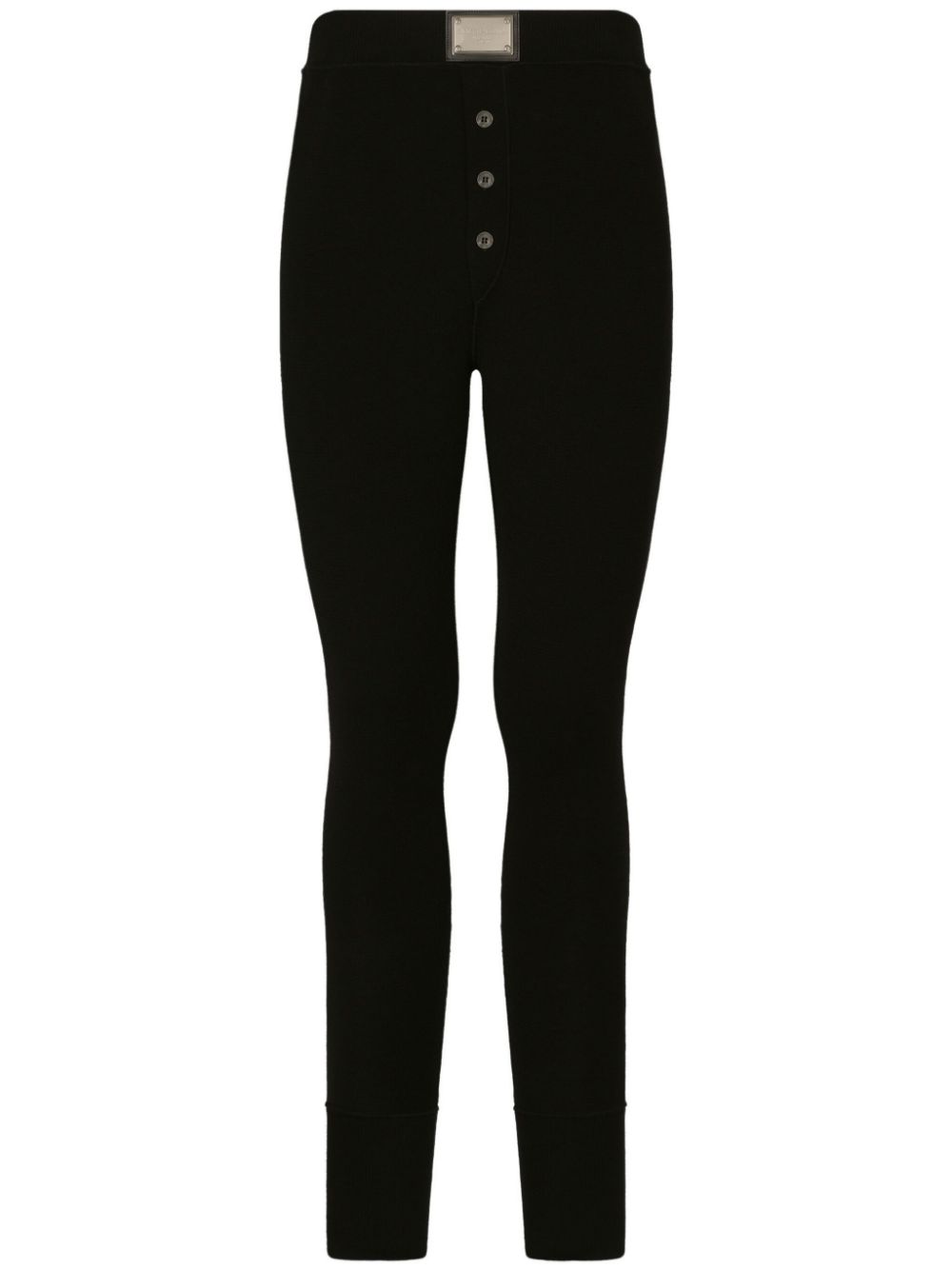 Logo-plaque wool trousers - Black