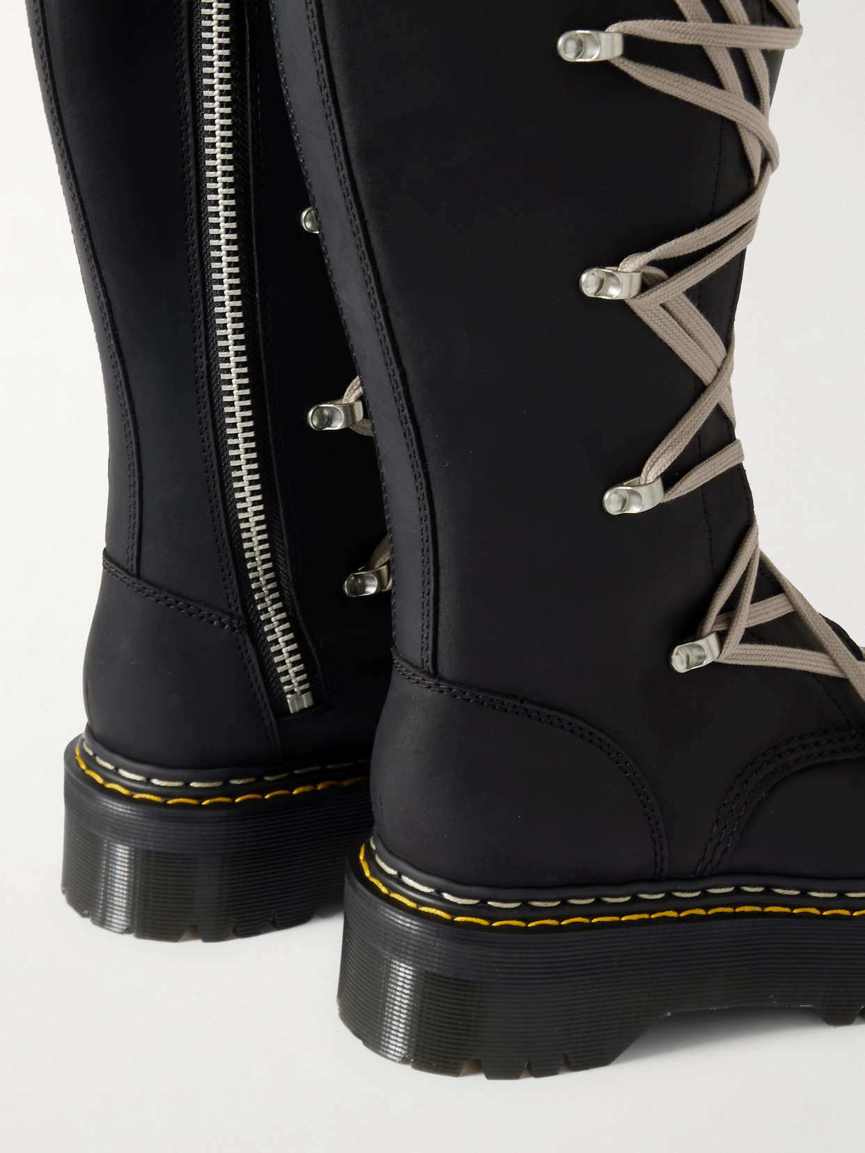 + Dr. Martens 1460 Quad Sole Pentalace Leather Knee Boots - Black