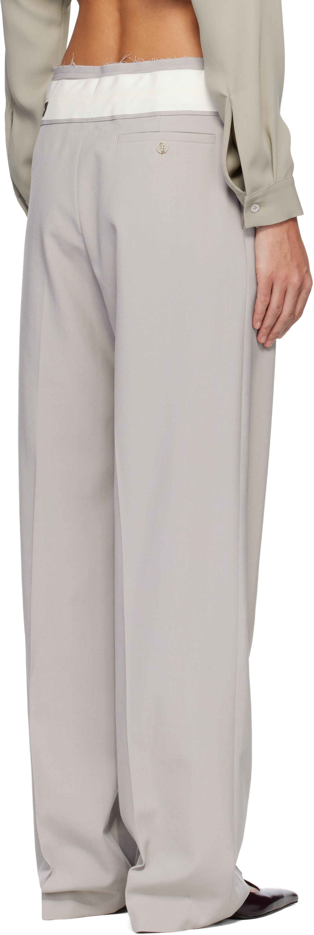 Gray Reverse Waistband Trousers