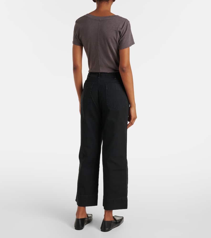 Mid-rise cotton canvas wide-leg pants