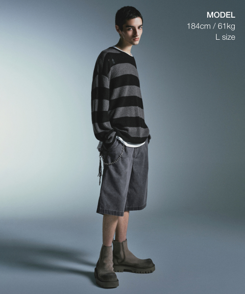 90s Grunge Stripe Crew Neck Knit