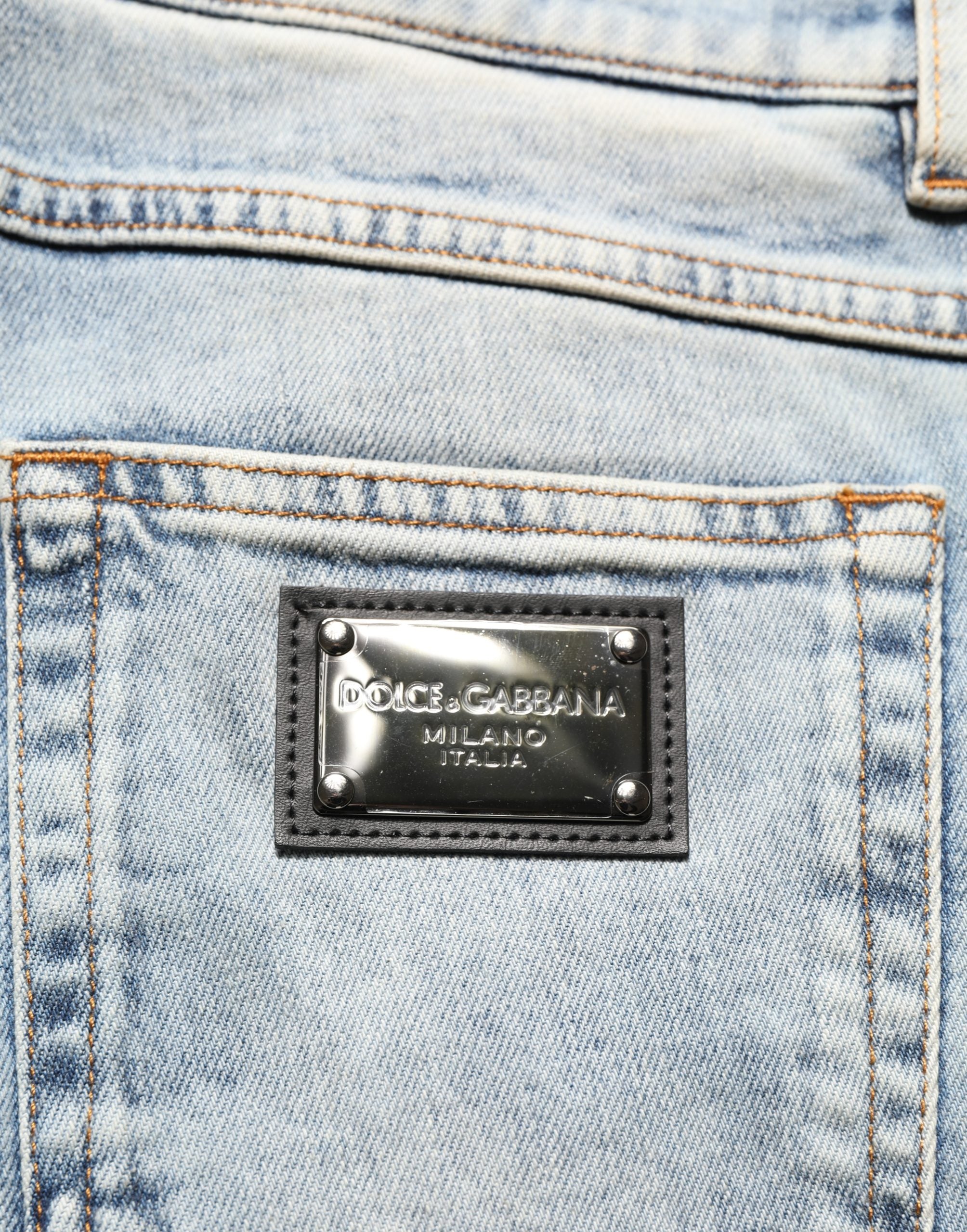Washed Straight-Leg Denim Jeans — Blue