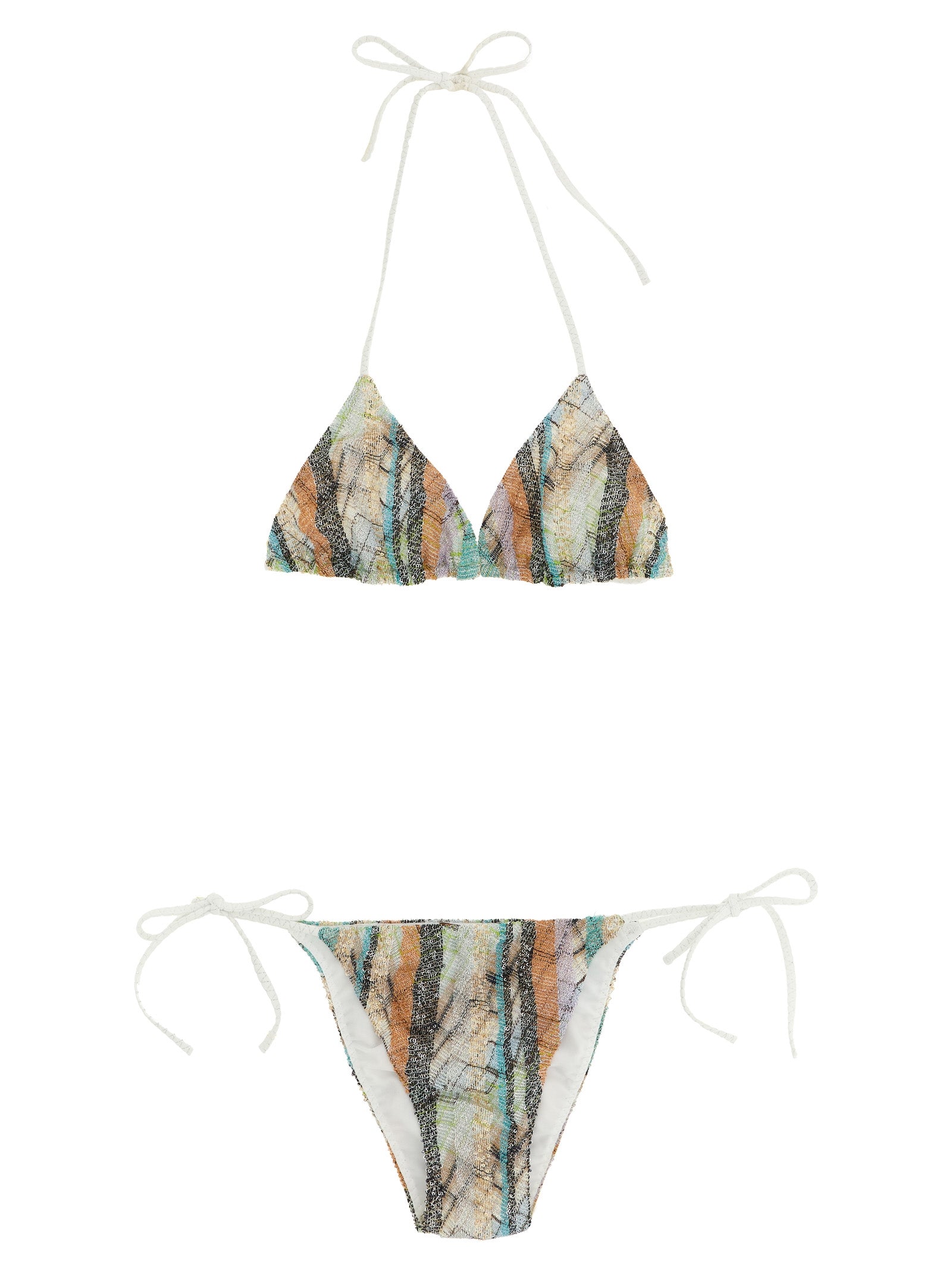 Sequined Zigzag Knit Bikini — Multicolor
