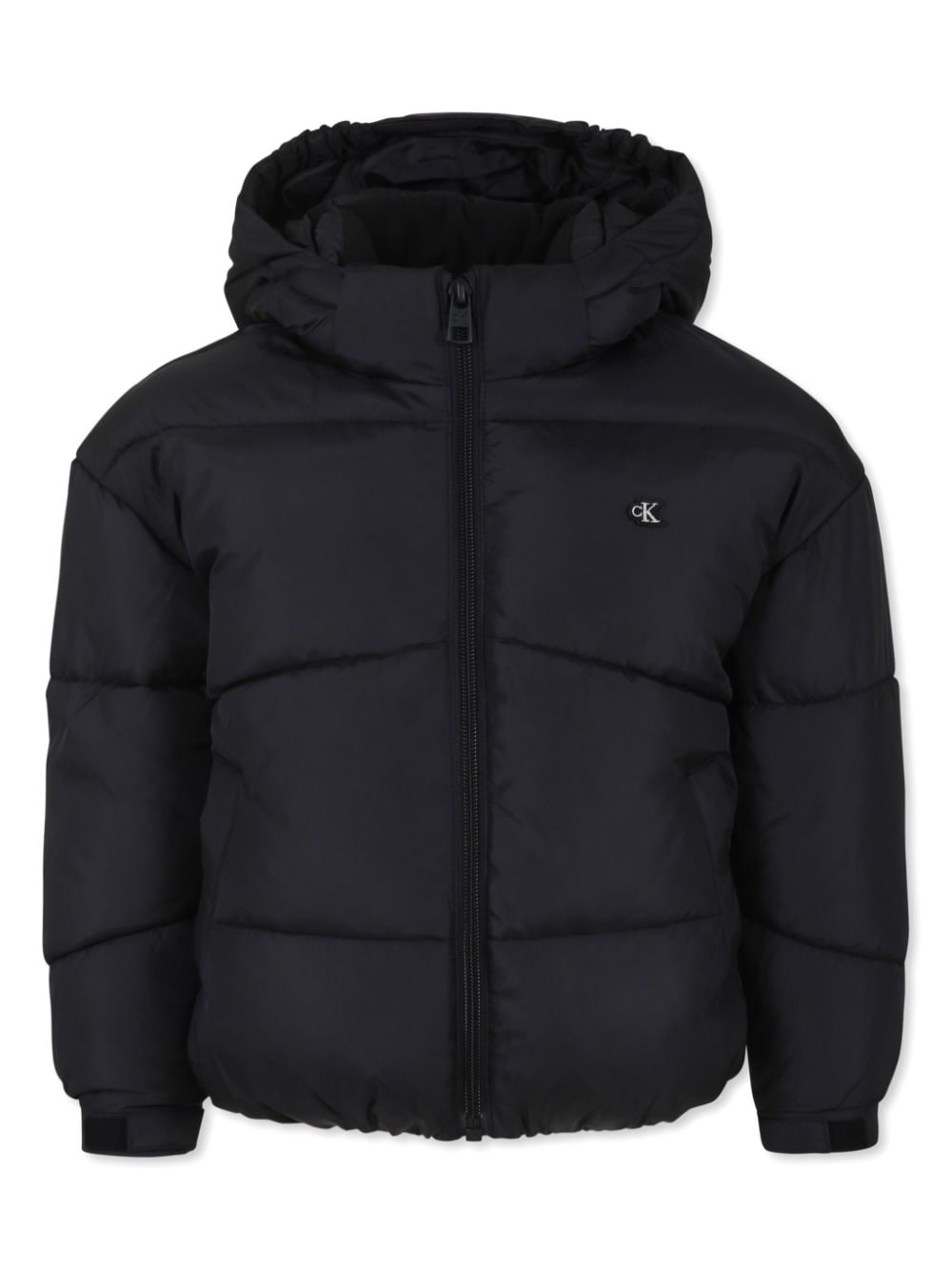 Logo-appliqué puffer jacket - Black
