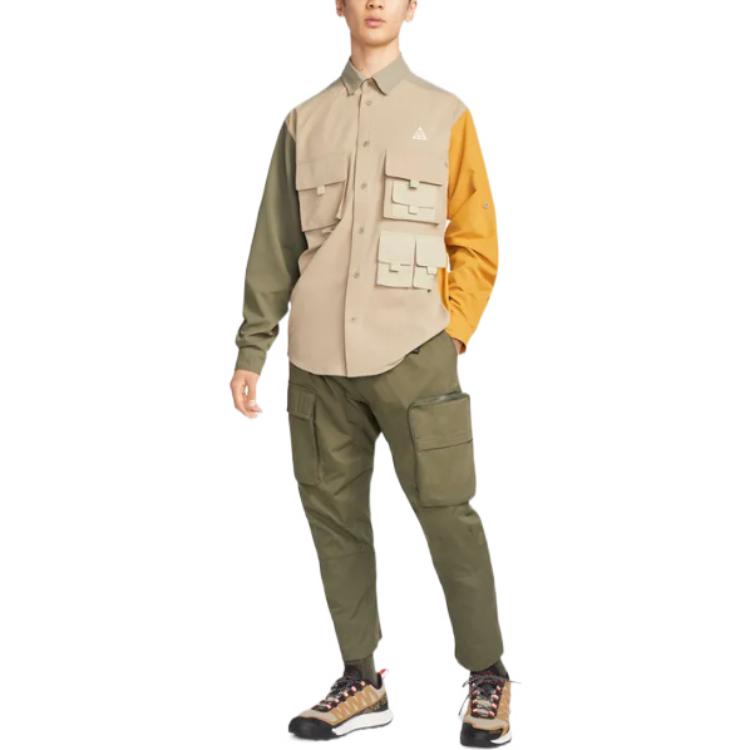 Men's ACG Dri-FIT UV Devastation Trail Multiple Pockets Detail Colorblock Long Sleeves Shirt