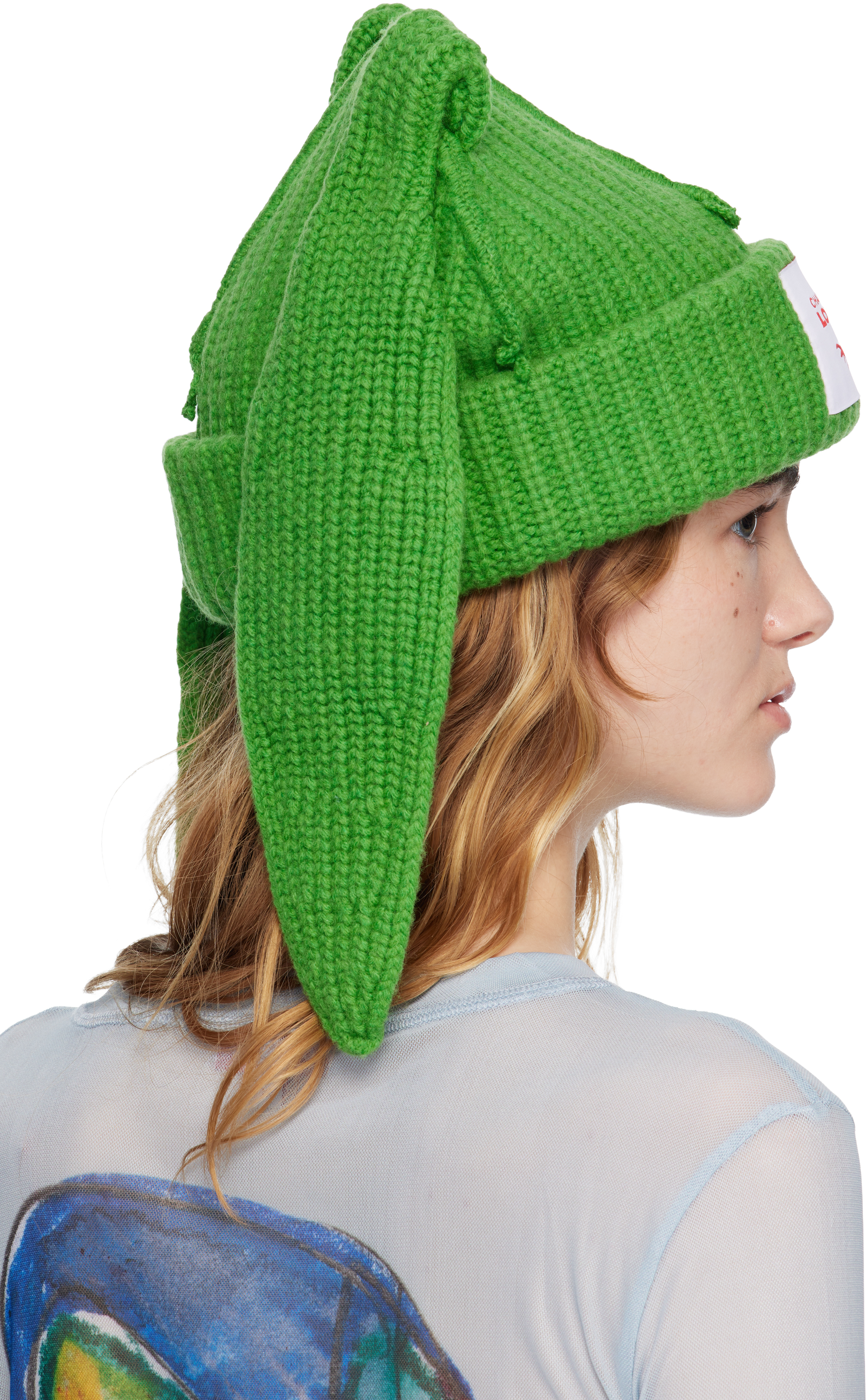 Green Chunky Rabbit Beanie