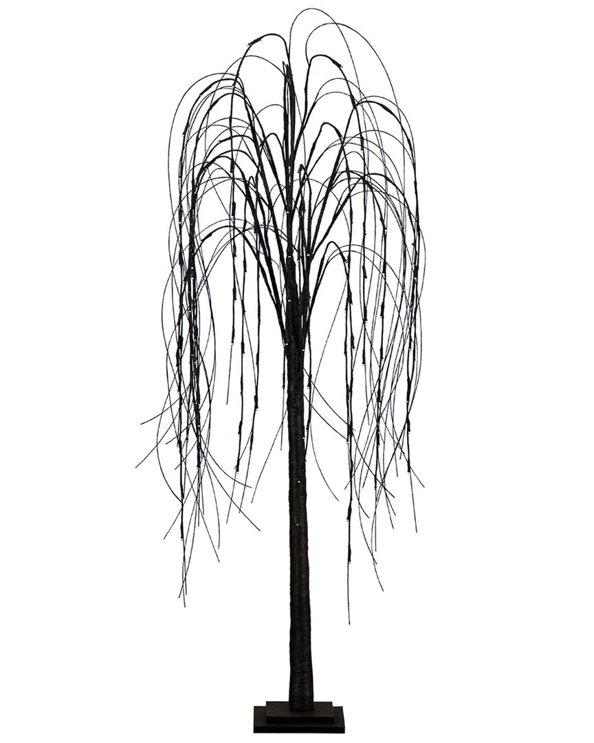 5ft Pre-Lit Halloween Black Willow Artificial Fall Tree With  144 Orange & Purple LED Lights