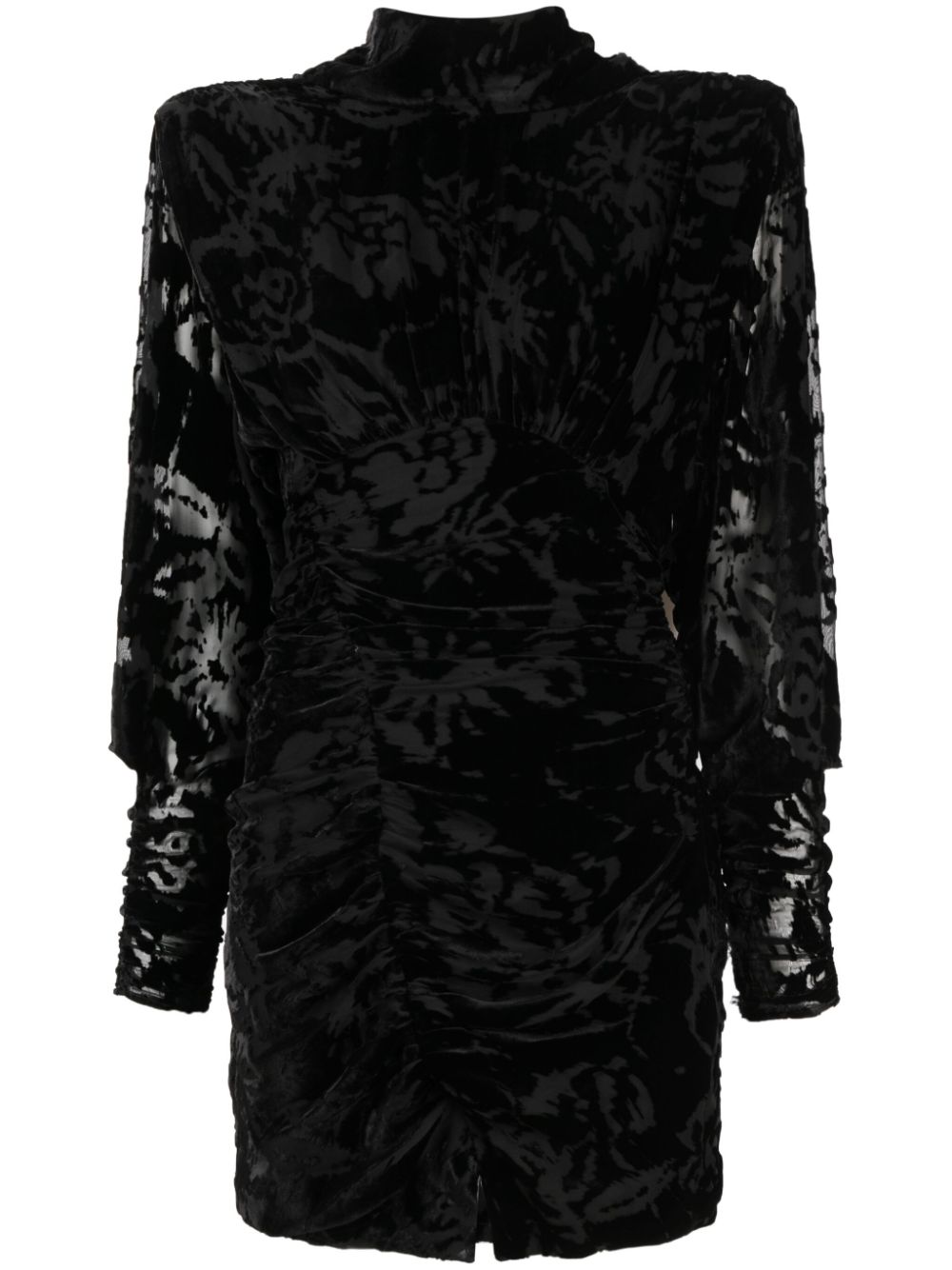 Narivo floral-jacquard velvet minidress - Black