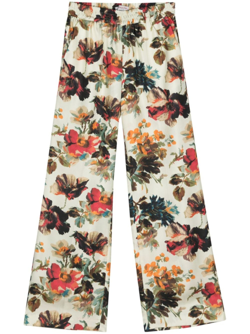 - Printed Silk Wide-leg Trousers