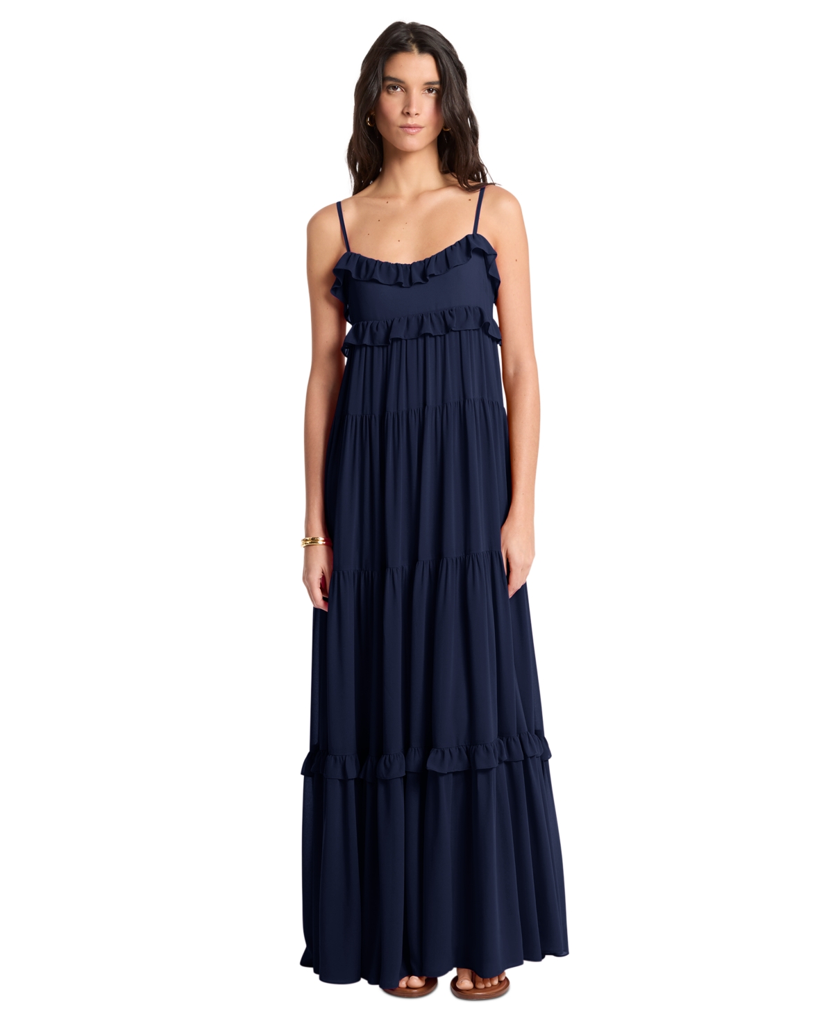 Women's Sleeveless Tiered Maxi Dress - Midnight Blue
